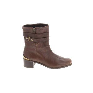 Stuart Weitzman Leather Ankle Pull On Moto Boots 6